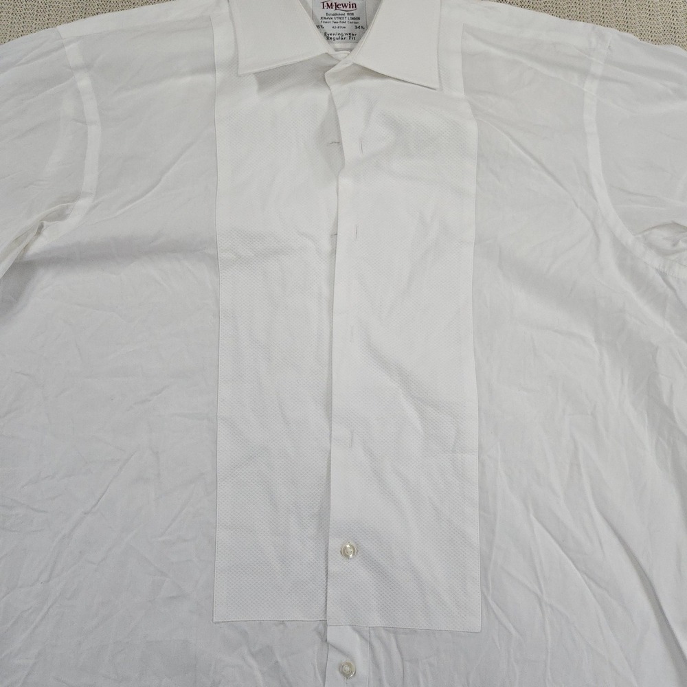 T.M. Lewin Tuxedo Shirt Mens 16.5 34/35 White Eveningwear French Cuff Dress - Picture 4 of 12